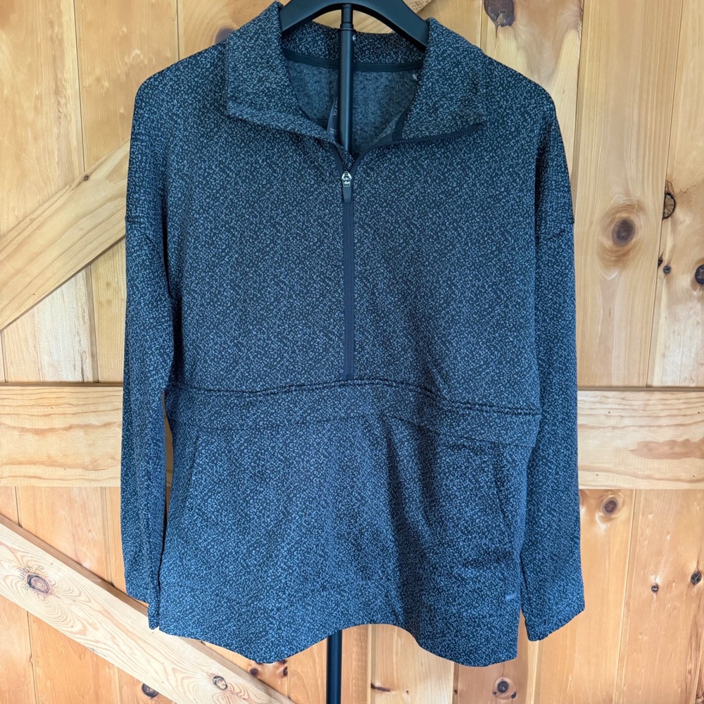 Mondetta Active Popover Women Medium Black Combo Speckled Quarter Zip Sweatshirt